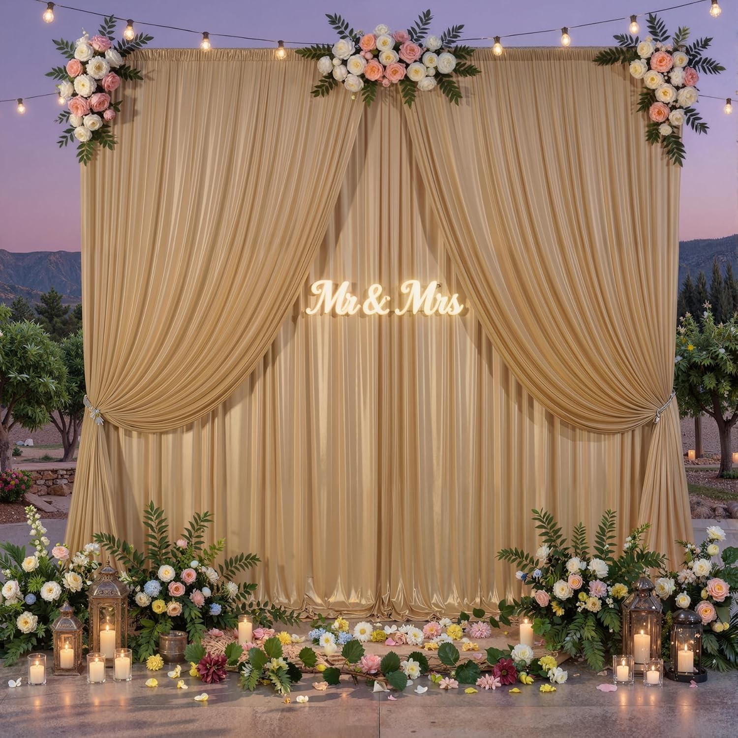 40x10ft Champagne Glitter Sequin Photo Backdrop Curtain for Parties Wrinkle