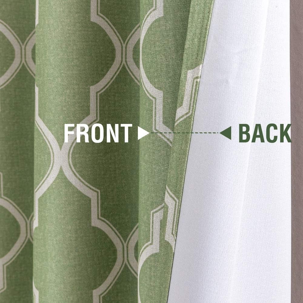 Moroccan Print Curtains Living Room 2 Panels Linen Textured Thermal Grommet 63″