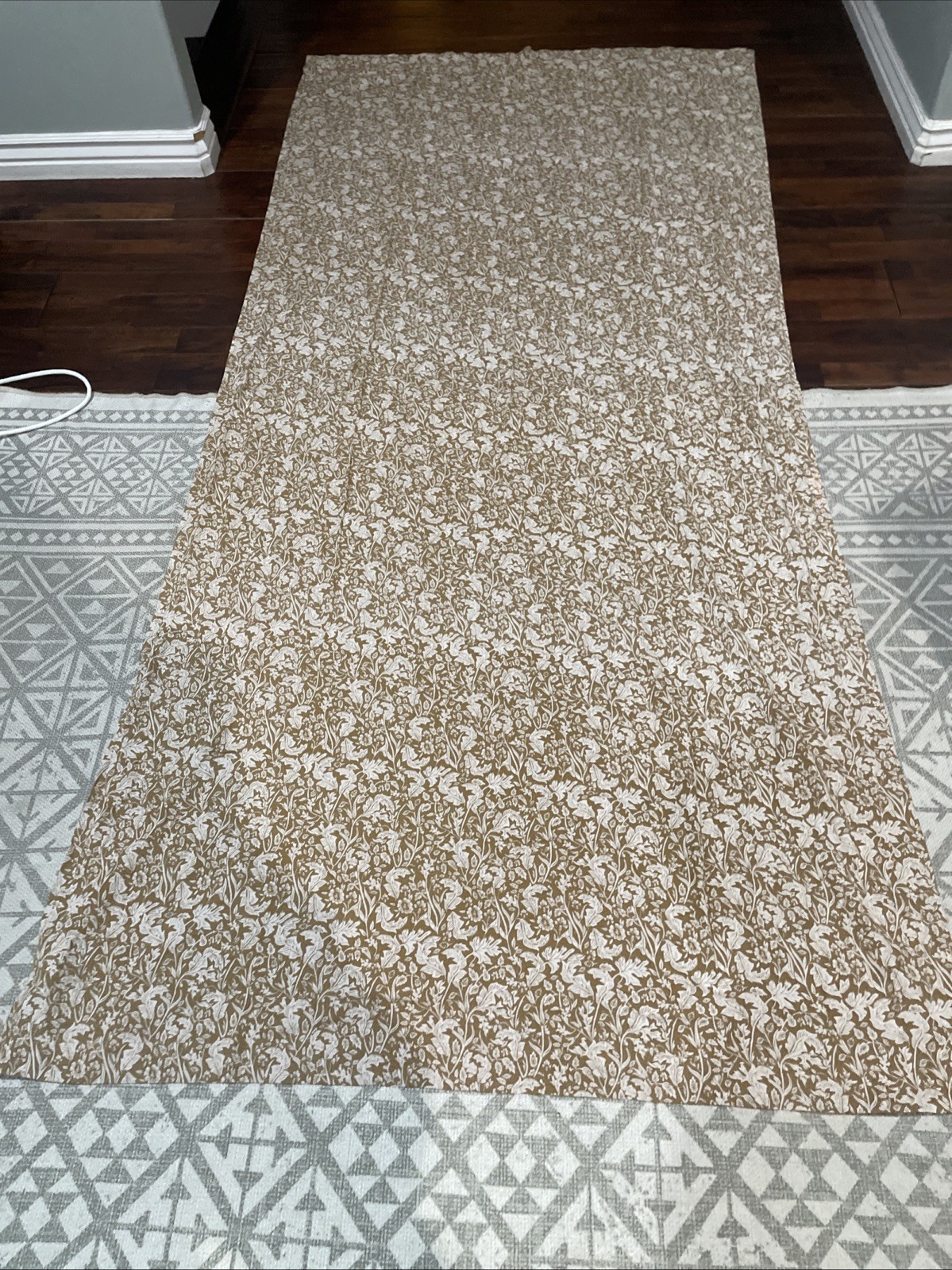 Anthropologie 108 x 50 Hyacinth Curtain Panel Pair Ivory Brown Floral
