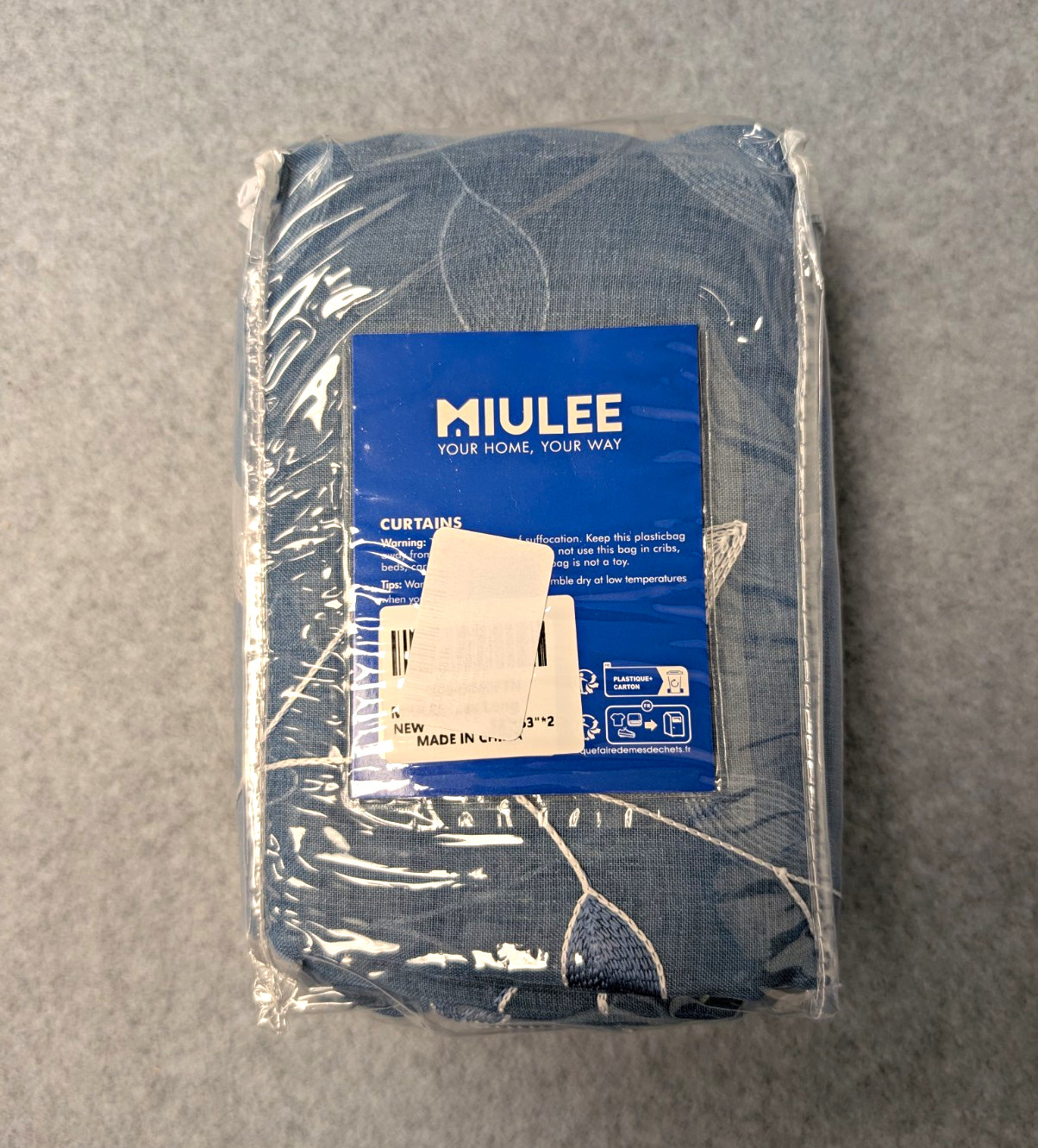 MIULEE Blackout Floral Curtain Panels 52×63 Blue/White Polyester Rod Pocket
