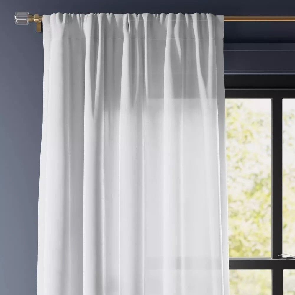 Threshold Farrah Light Filtering 2 White Curtain Panel Set 54″ x 63″ Each