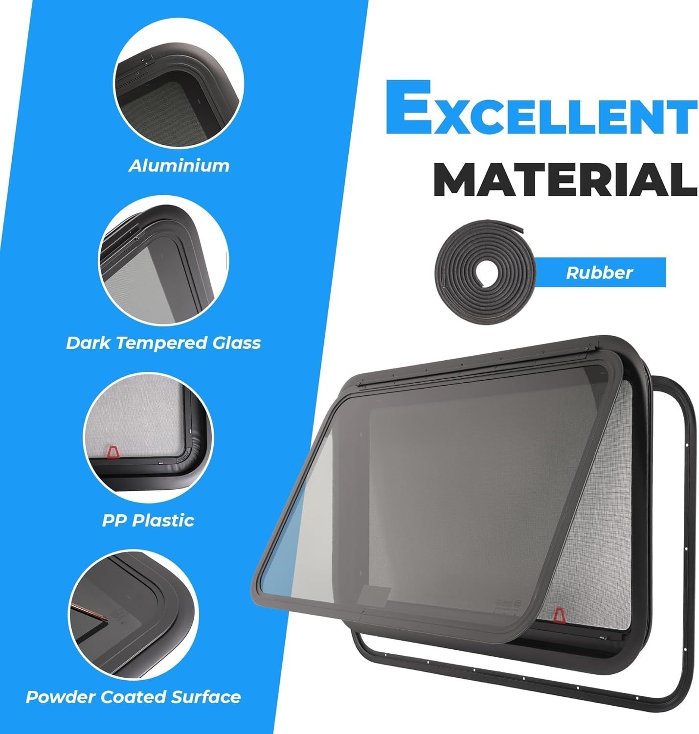 36×22 RV Emergency Exit Window Push Out Side Escape Window Trim Ring Camper Van