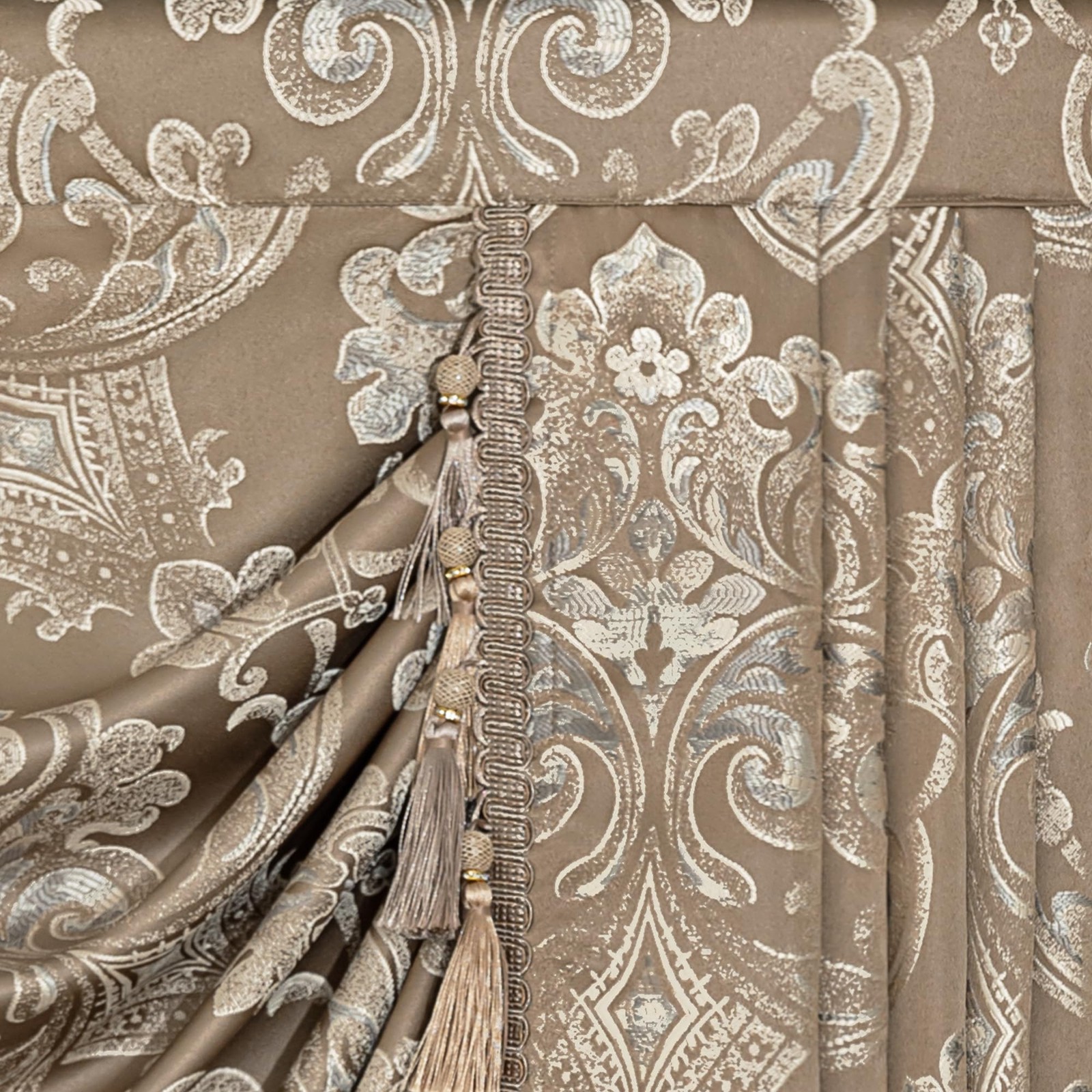 Elegant Jacquard Waterfall Valance with Tassels for Living Room & Bedroom