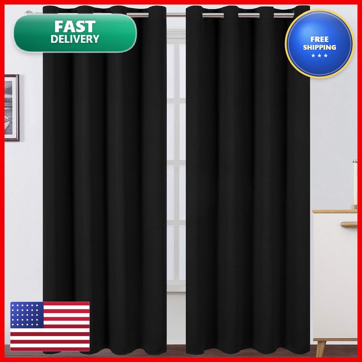 Lemomo Blackout Curtains 52 X 84 Inches Long Black Curtains Set Of 2 Panels