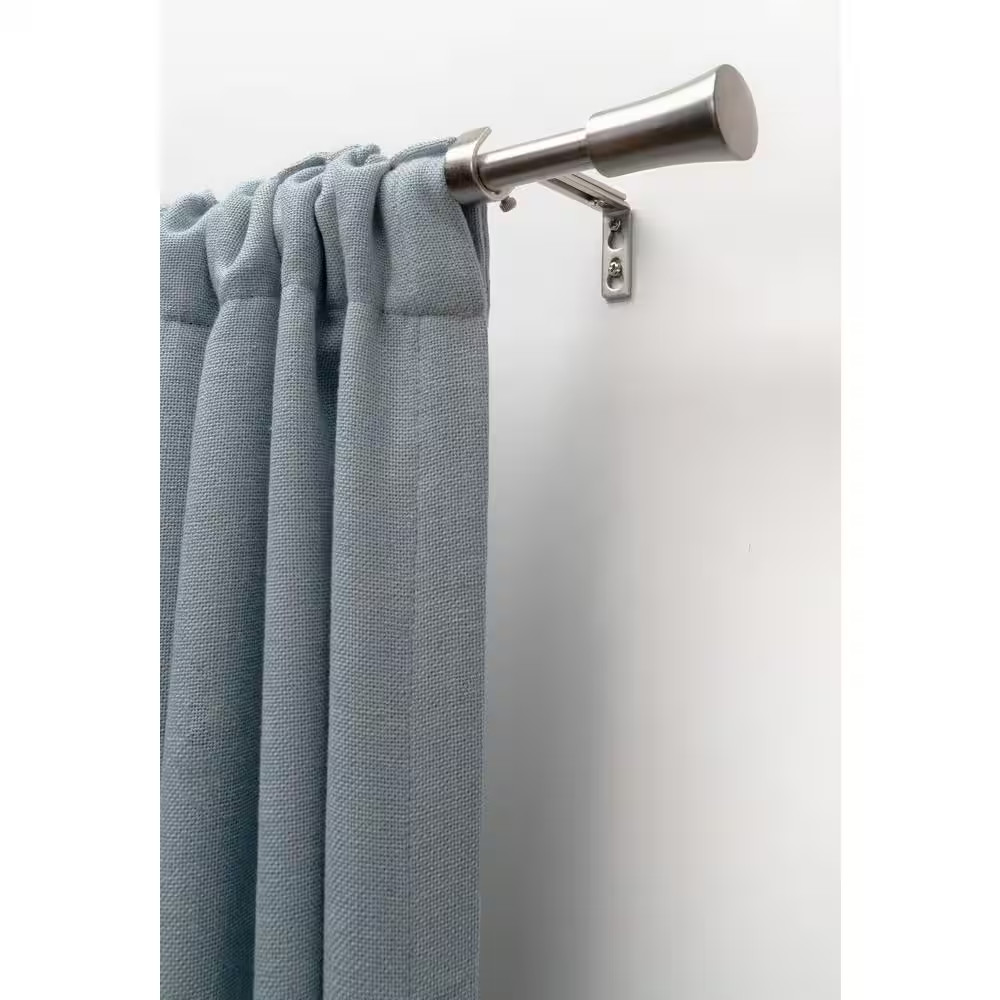 36 In. – 66 In. Adjustable Single Curtain Rod 3/4 In. Dia. in Brushed Nickel wit