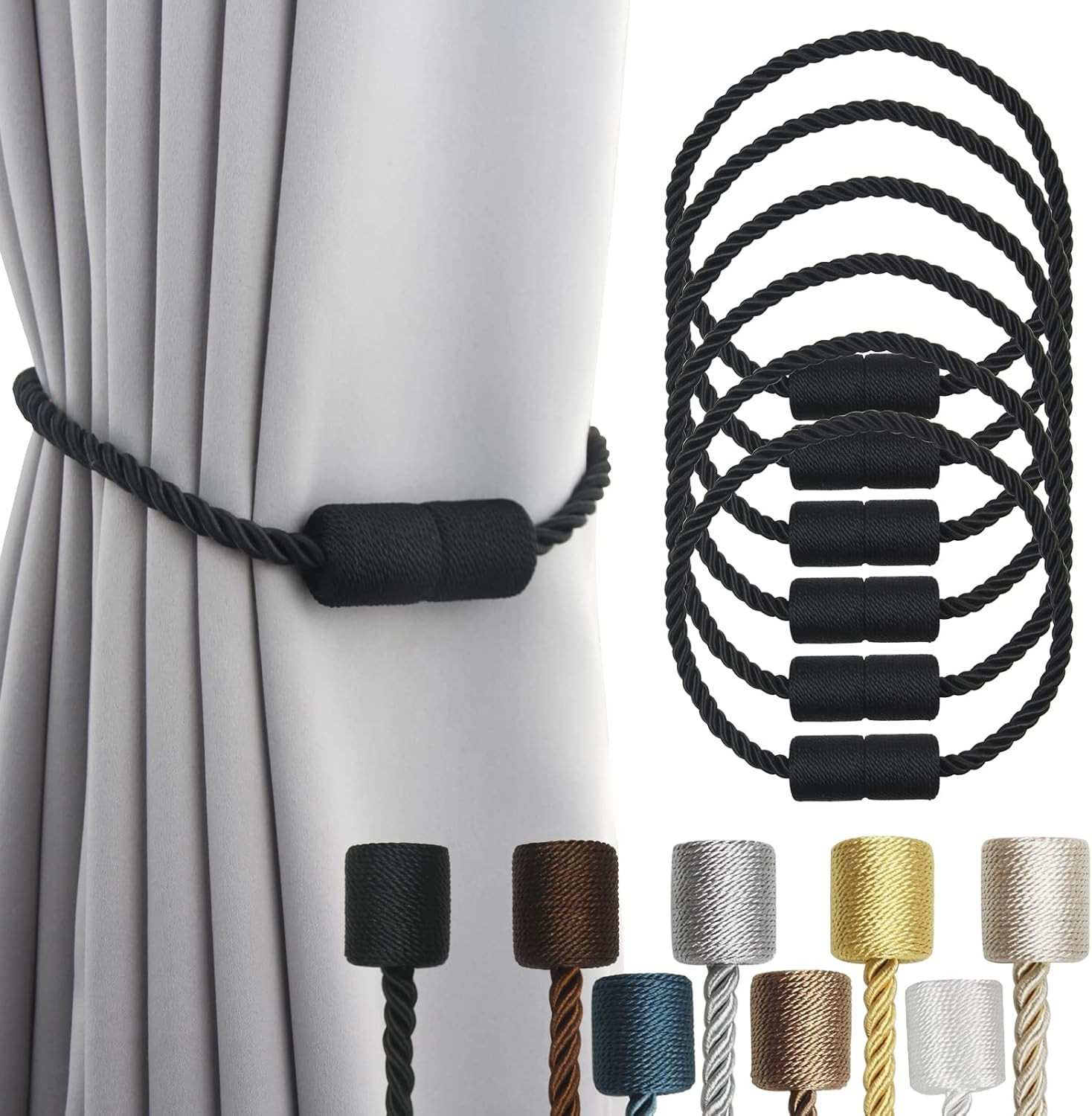 4 Pack Strong Magnetic Curtain Tiebacks Outdoor Elegant Decorative Tie Backs Mod