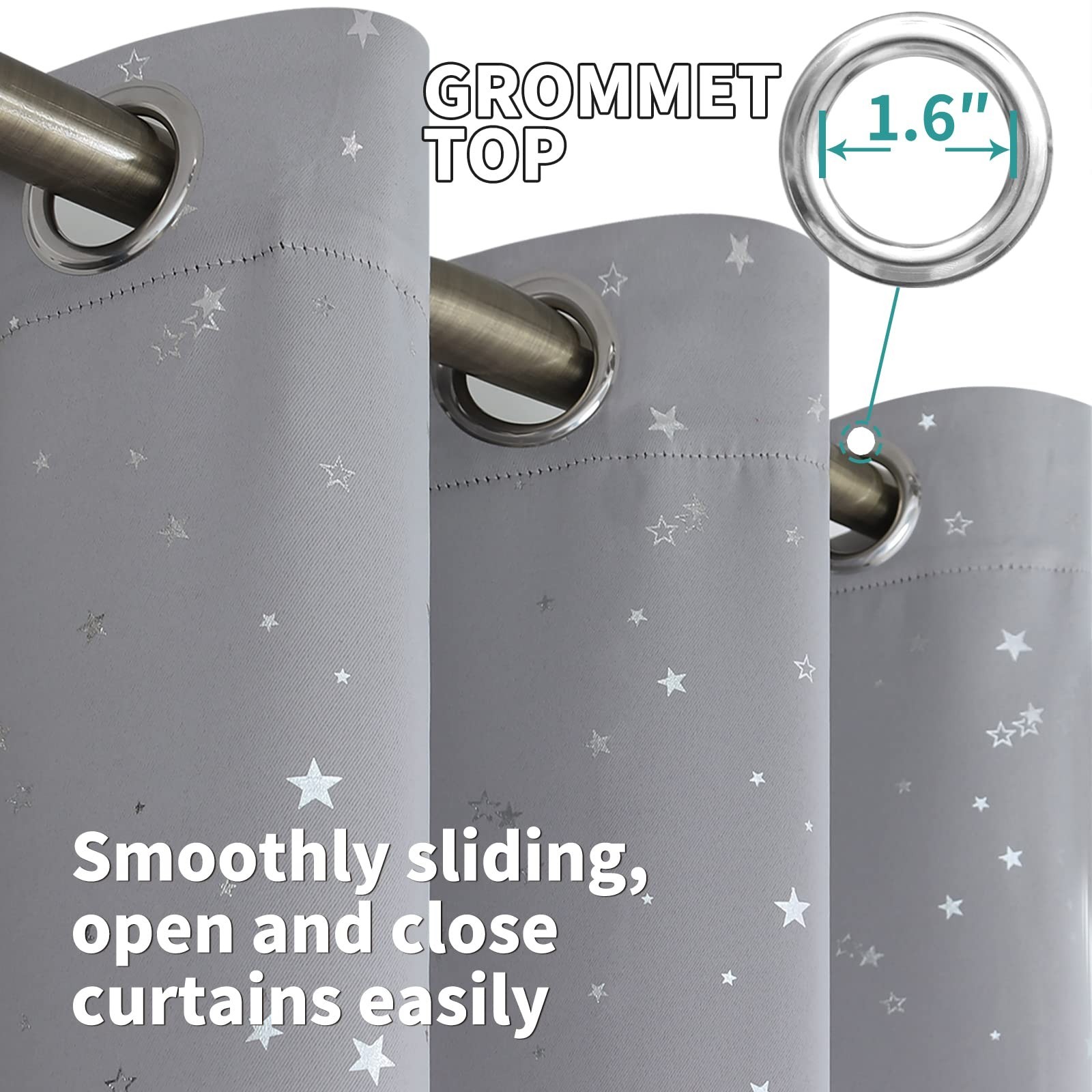 BGment Light Grey Star Blackout Curtains for Kid’s Bedroom – Grommet Thermal …