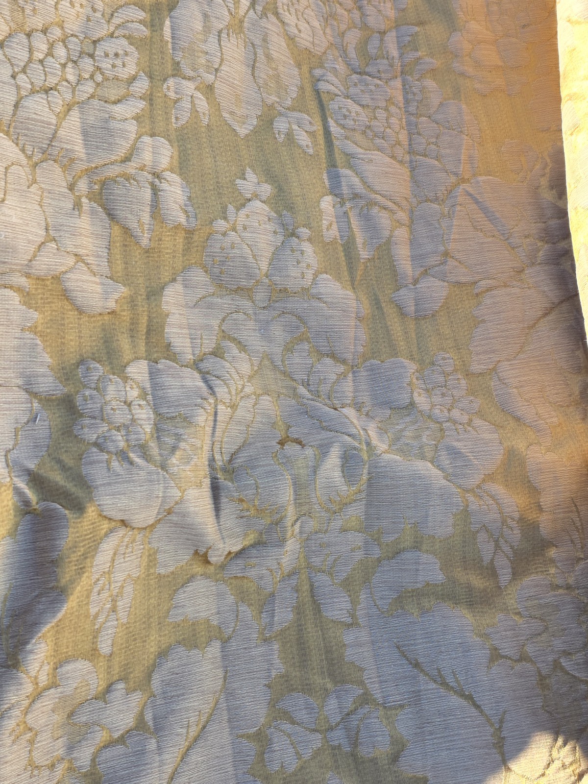French Yellow Gold Interlined Drapes Set 122″ X 35″ Each Vintage Hand Made