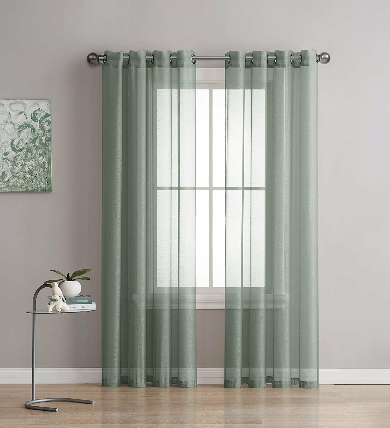 DecoSource Grommet Semi Sheer Curtains – 2 Pieces – Total Size 108 Inch Wide…