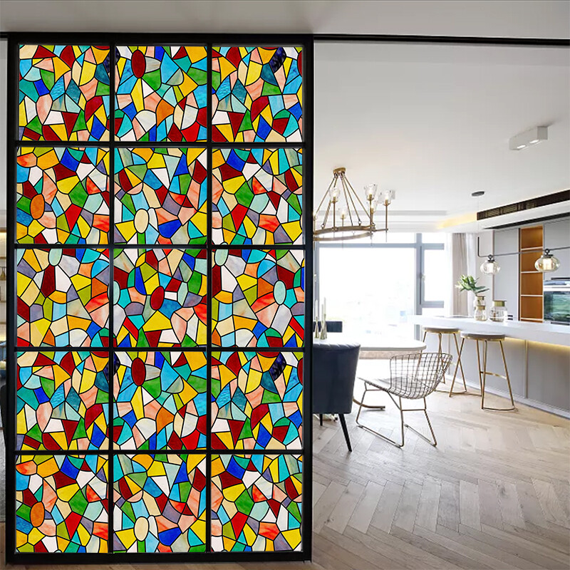 Self Adhesive Frosted Stained Glass Window Door 3D Sticker Film Decor