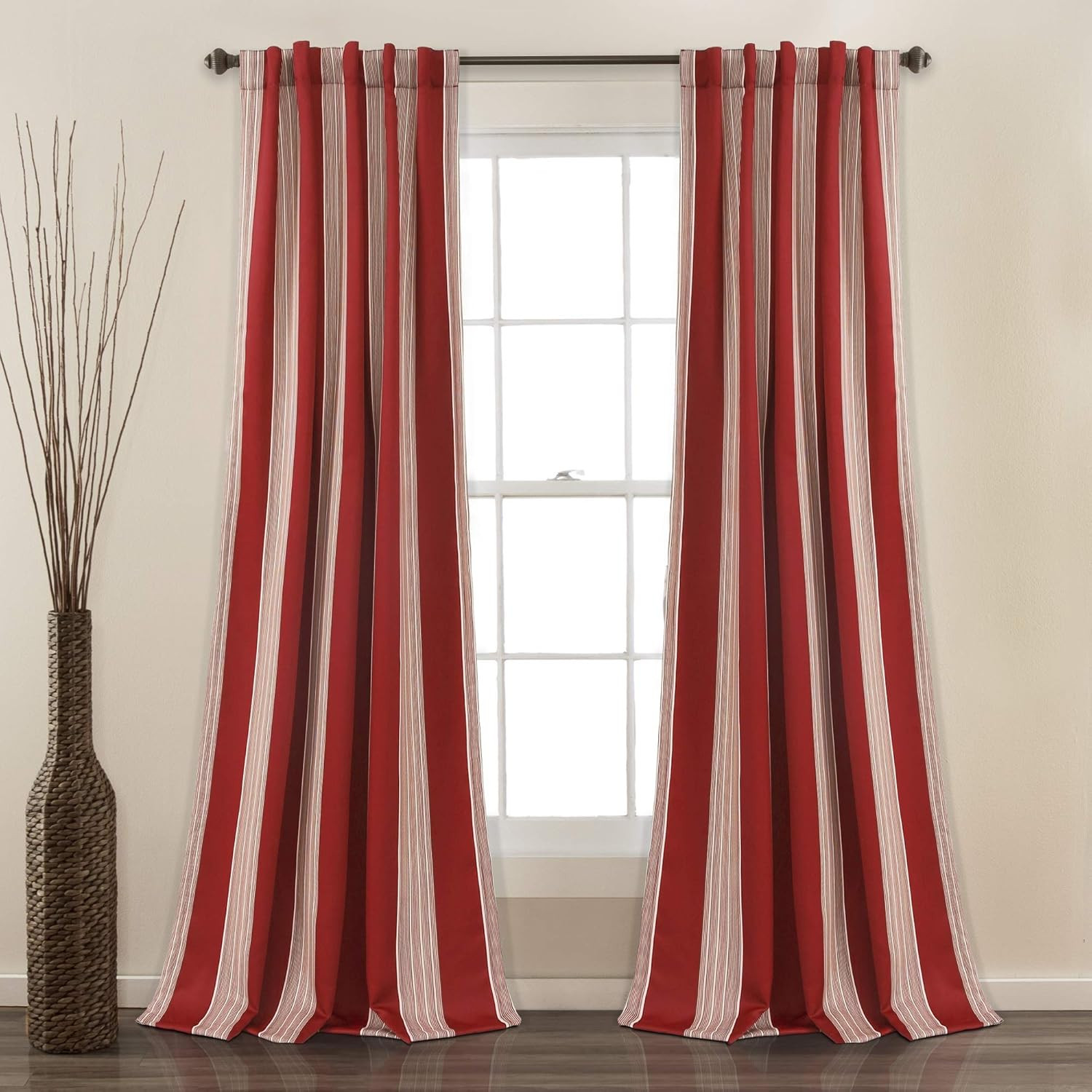 Julia Stripe Curtains | Light Filtering Striped Window Panel Set for Living, Din