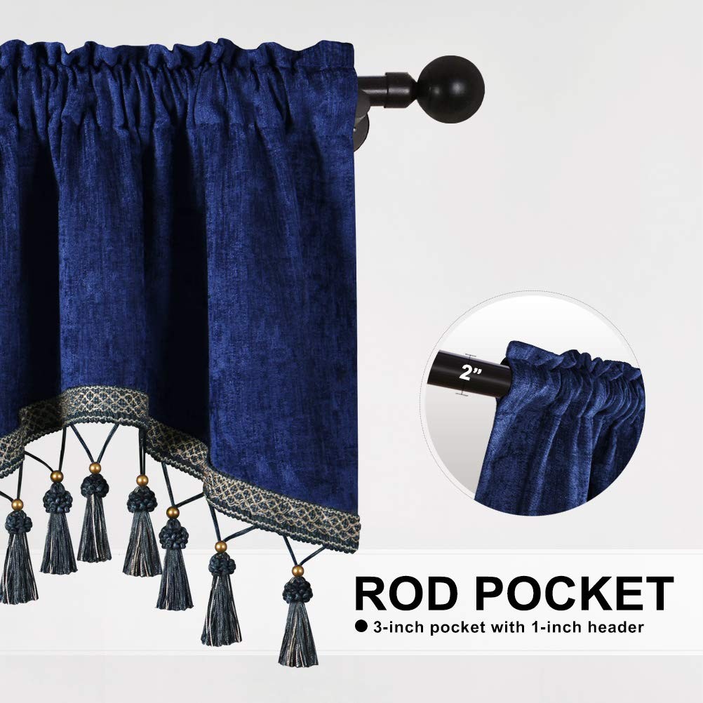 Elkca Double-Sided Chenille Window Curtains Tier For Kitchenrod Pocketroyal