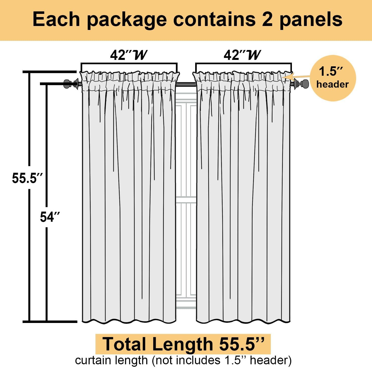 Aqua Sheer Curtains for Bedroom 54 Inch Length 2 Pcs, Rod Pockets Solid Color Wi