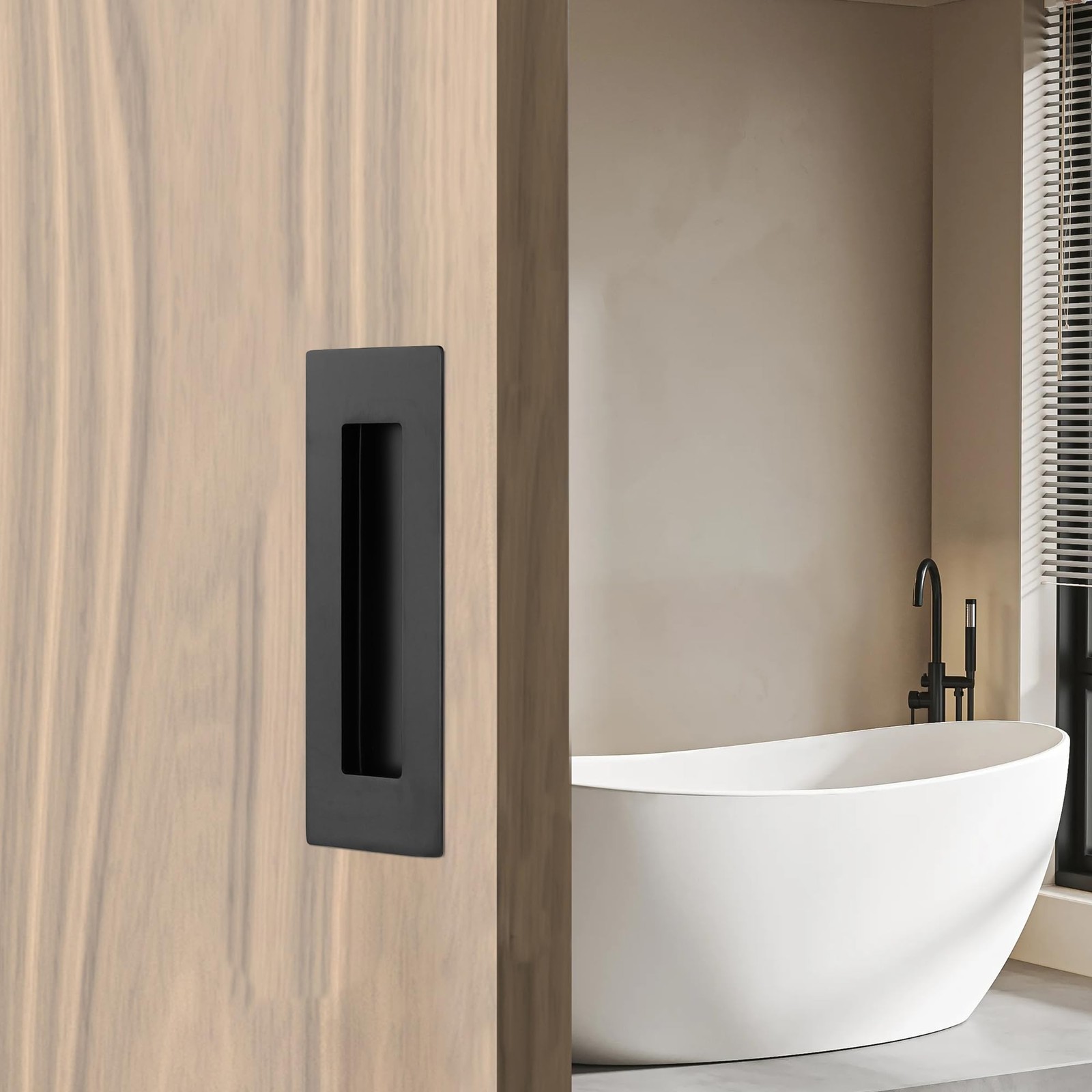 6 Inch Recessed Pocket Door Pull, Stainless Steel Rectangular Finger Flush Pu…