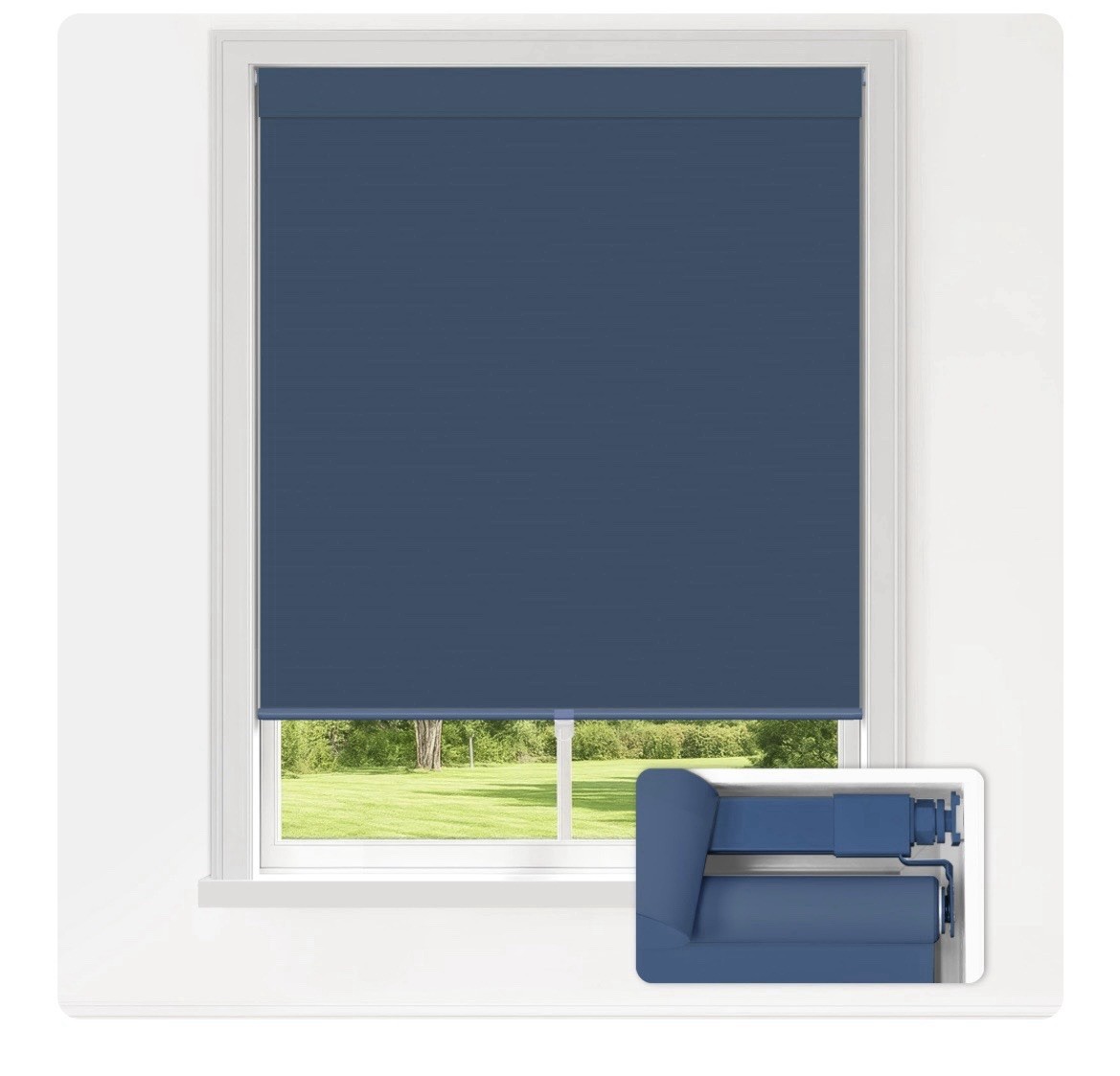 LazBlinds No Drill Blinds for Indoor Windows, Blackout 45″ W x 72″ H, Navy Blue