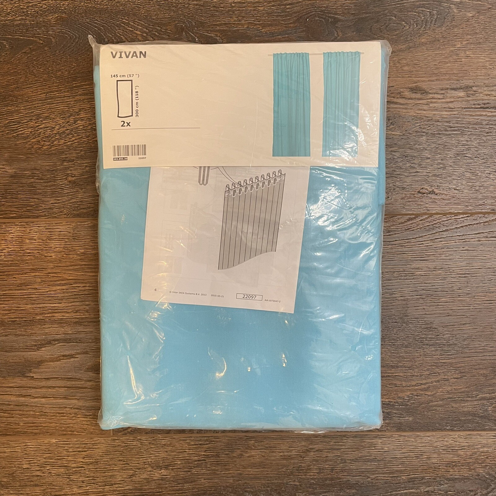 IKEA Vivan Curtain Blue Turquoise 57” X 118” NEW UNUSED Discontinued Modern