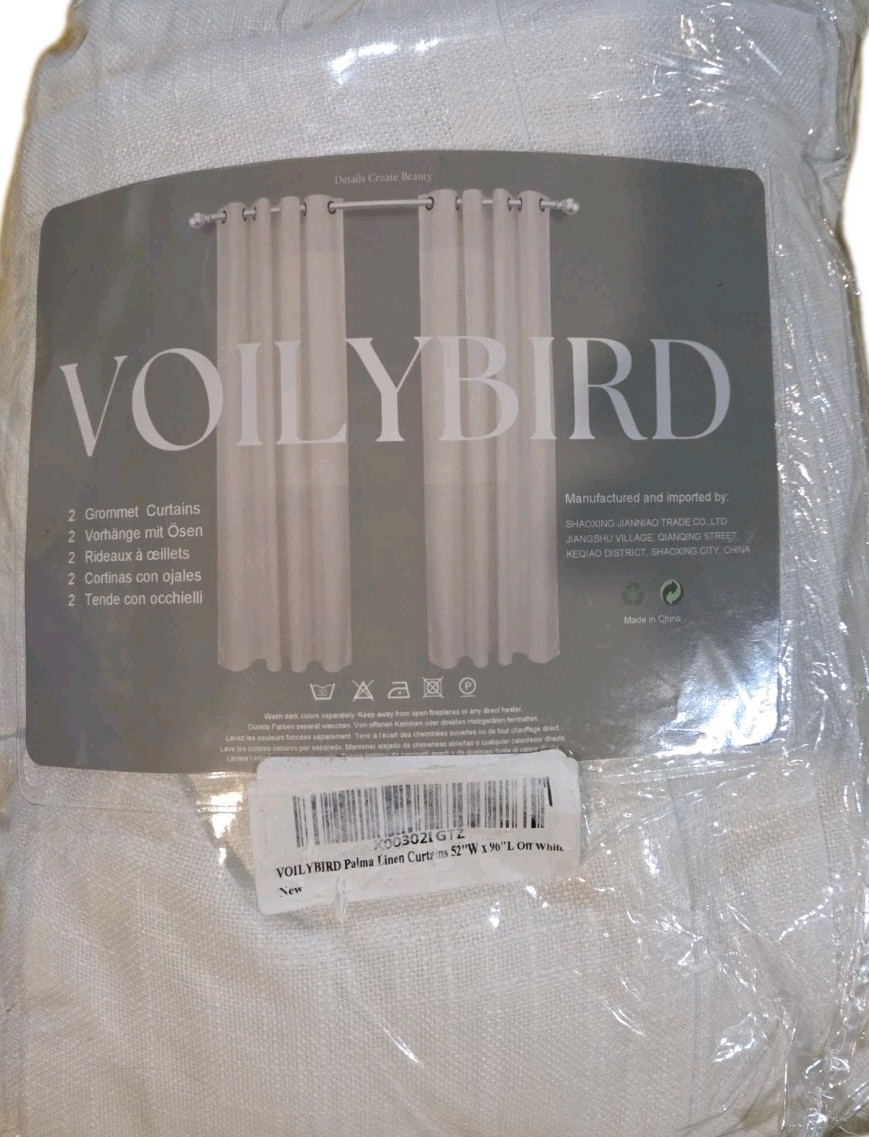 VOILYBIRD Palma Natural Linen Textured Semi Sheer Curtains for Living Room 52×96