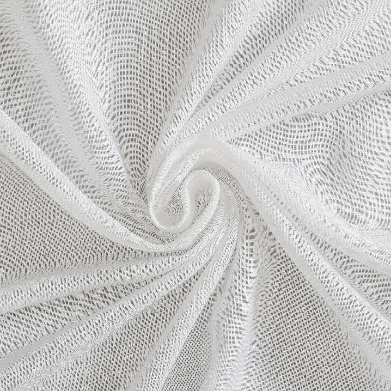 Window Curtain Tie up Balloon Shade Linen Blend Semi-sheer 40×63 White
