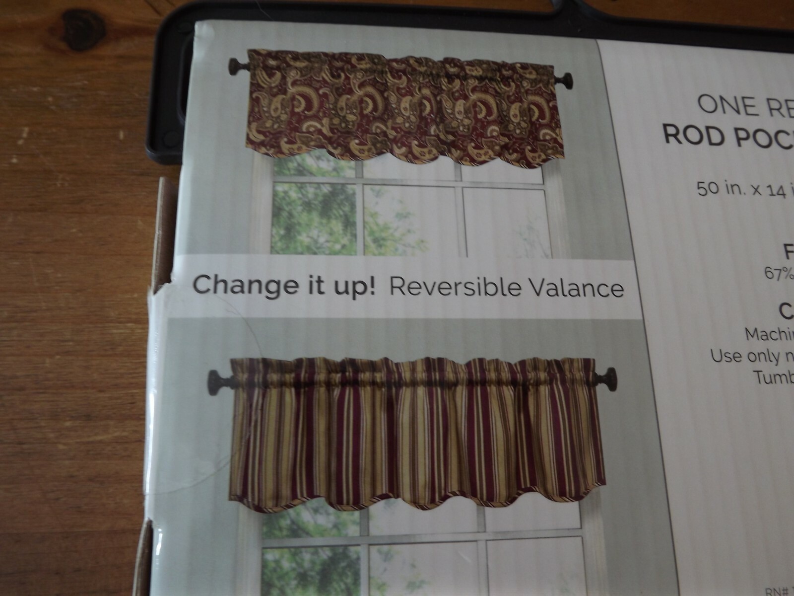 NEW reversible VALANCE bY DREXEL Ellery SCALLOPED CHOOSE BURGANDY OR BROWN NIP