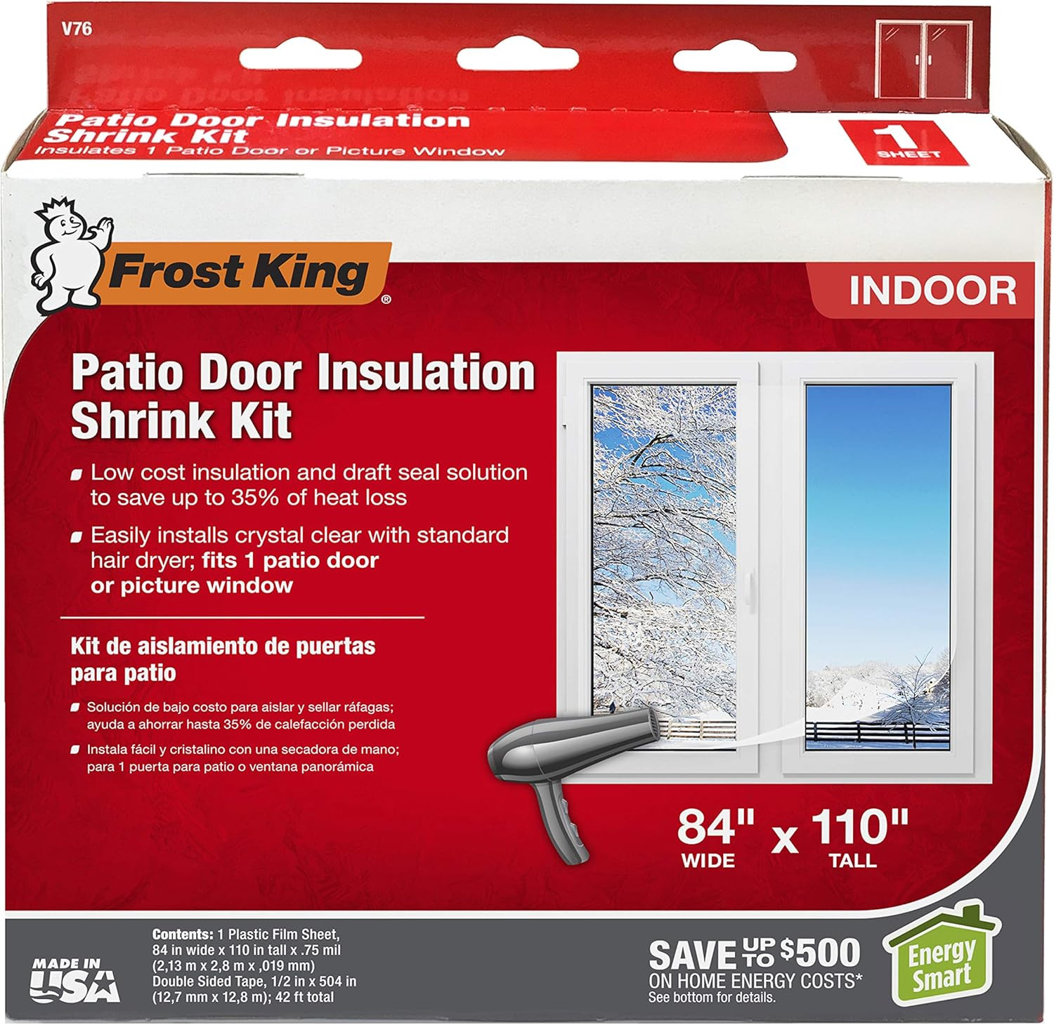 V76H Shrink Window Kit 84-Inch by 110-Inch, Clear