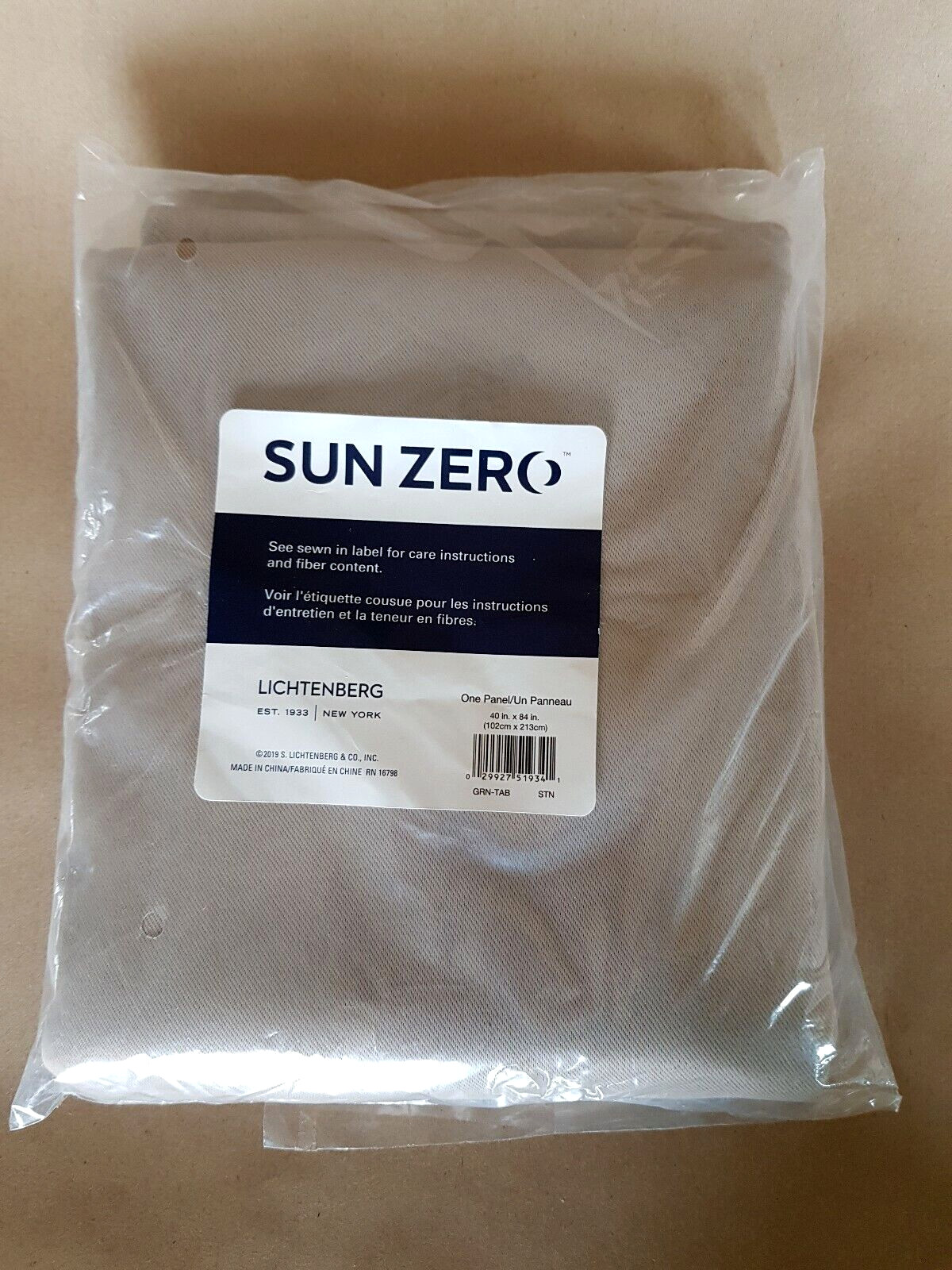 Sun Zero Lichtenberg New York One Curtain Panel in Stone 40″ X 84″ New