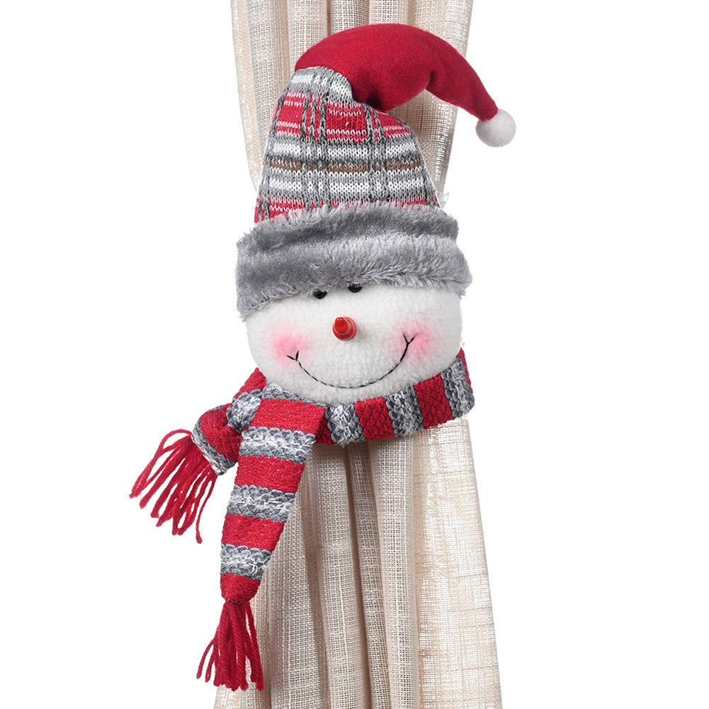 2-Pack Christmas Curtain Buckles Snowman Elk Santa Claus Theme Tiebacks