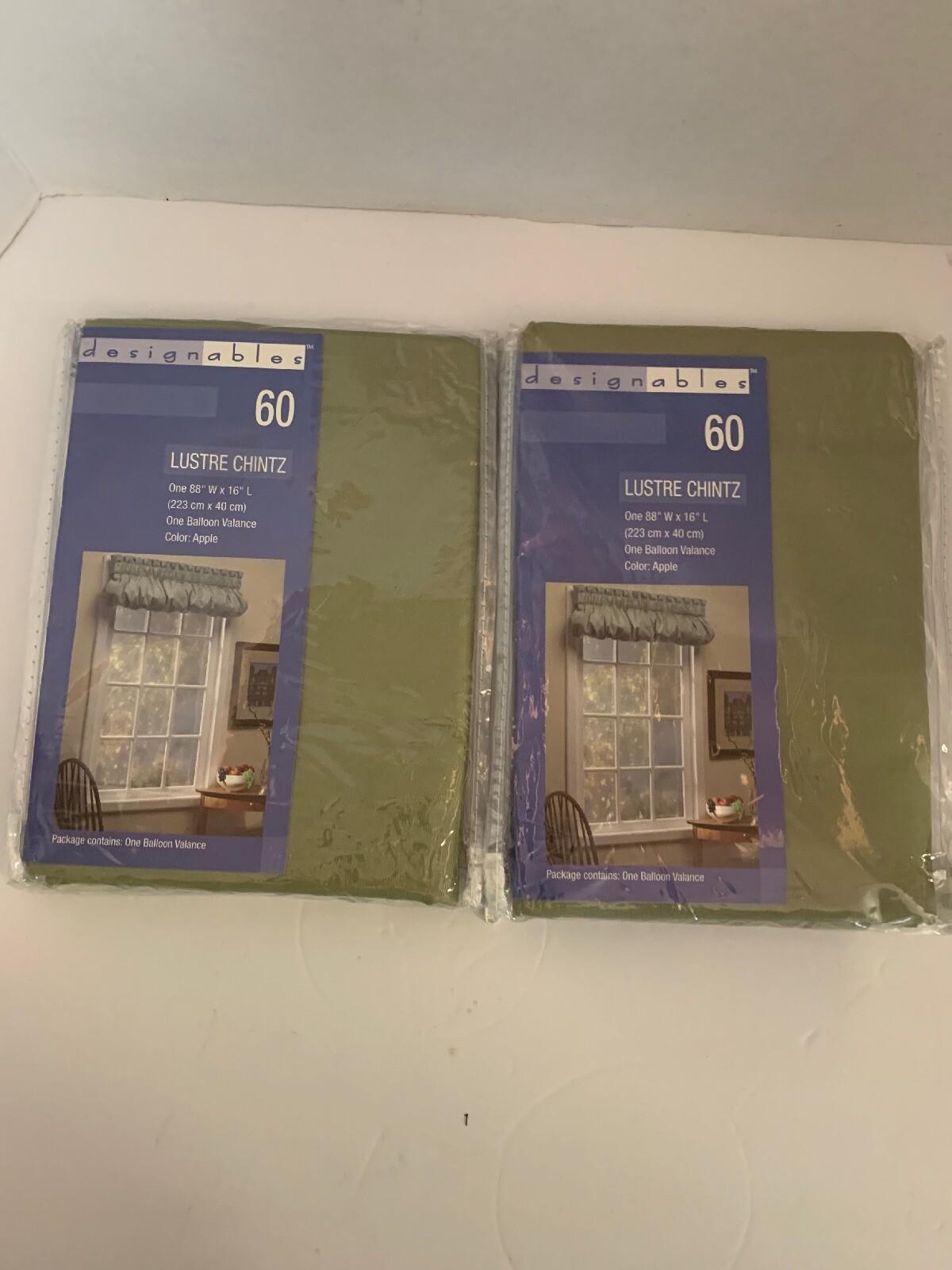 2 Designables Luster Chintz Valance(s)Curtain Green Apple 88 W X 16 L New
