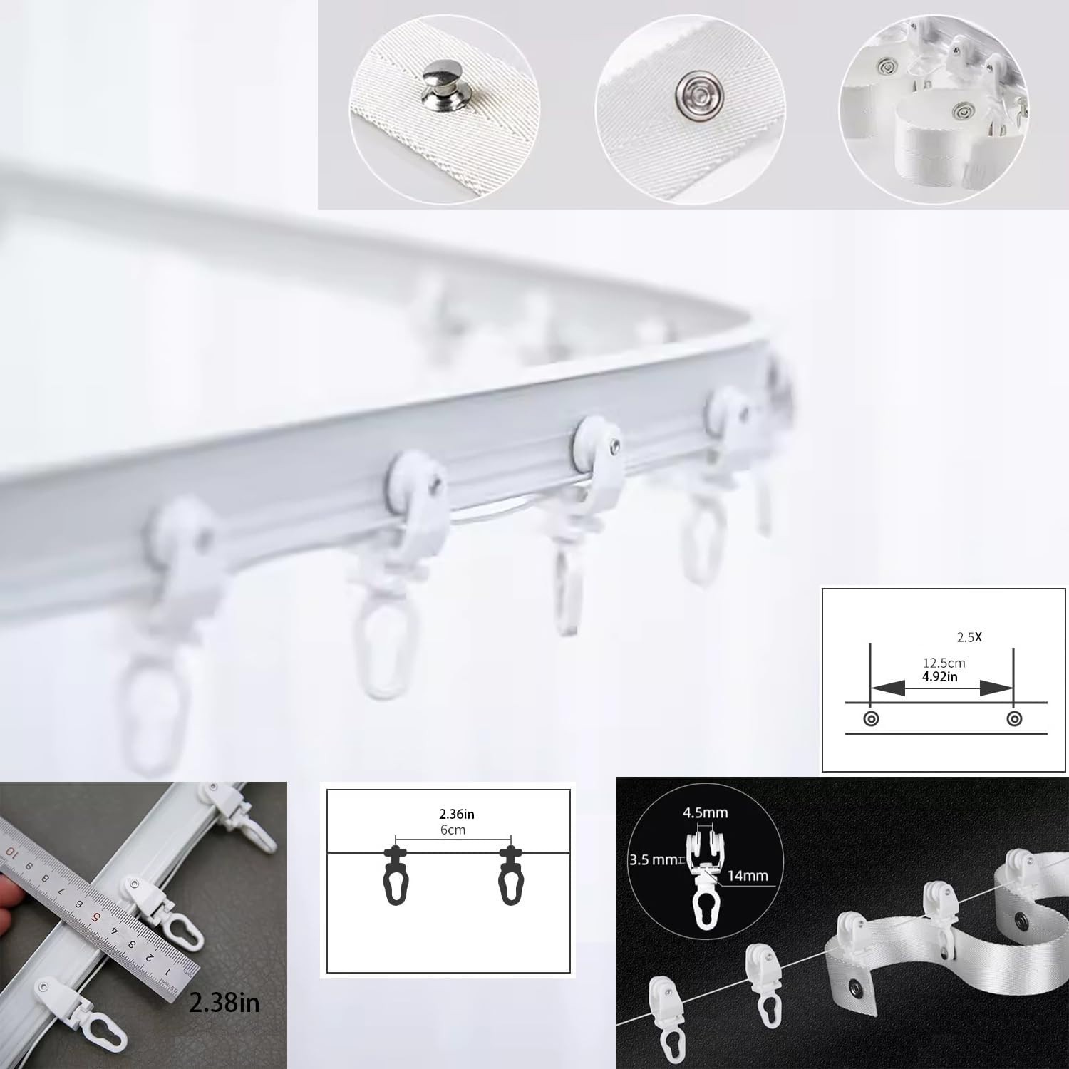 One Meter Aluminum Metal Alloy Bendable Window Tracks Curtain Poles White