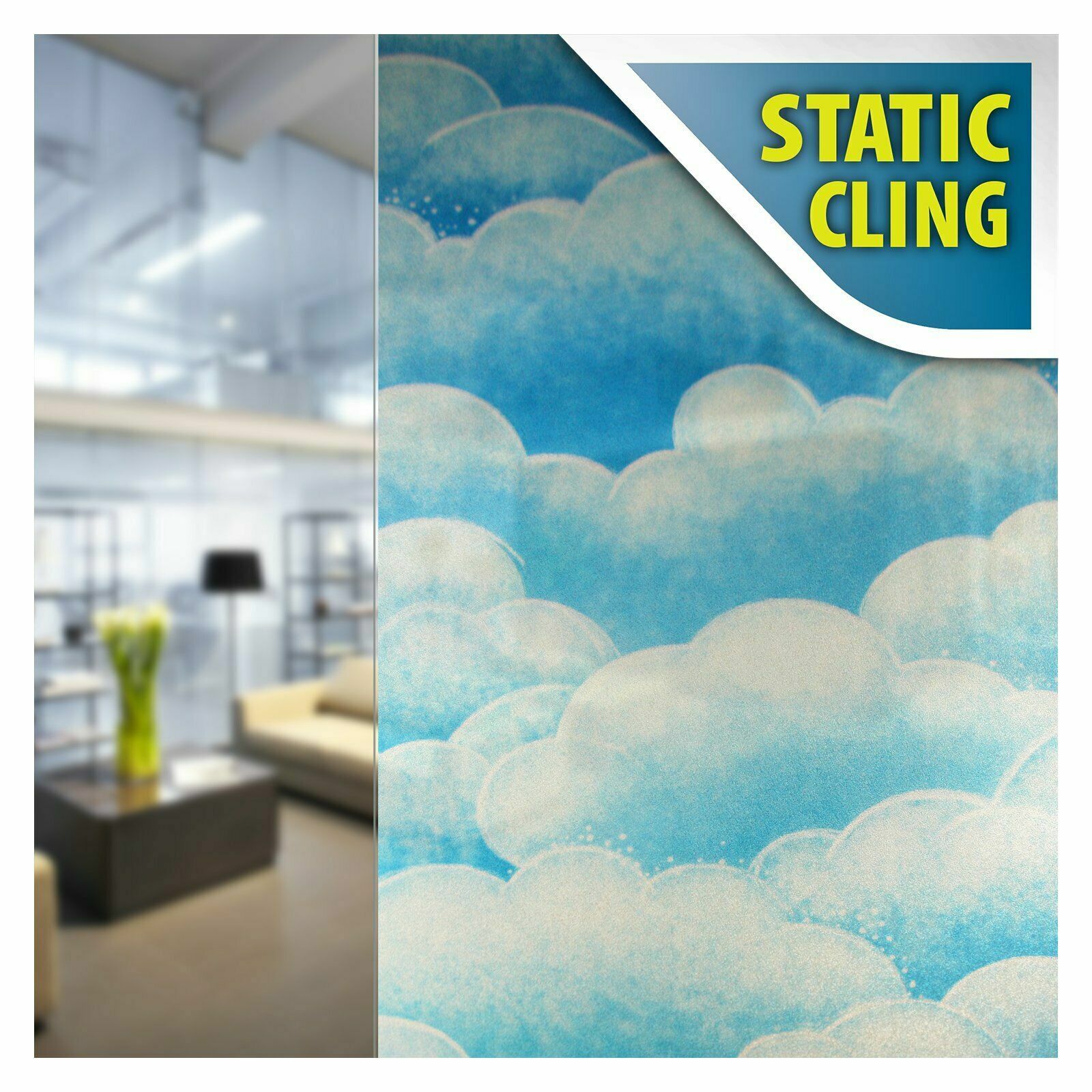 BDF 1CCCB Window Film Non-Adhesive Cotton Candy Cloud Blue Static Cling