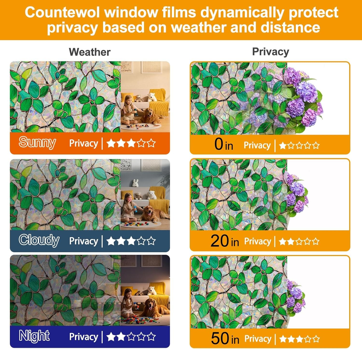 Window Privacy Film W/ Installation Tools Home Decorative Colored Glass Window