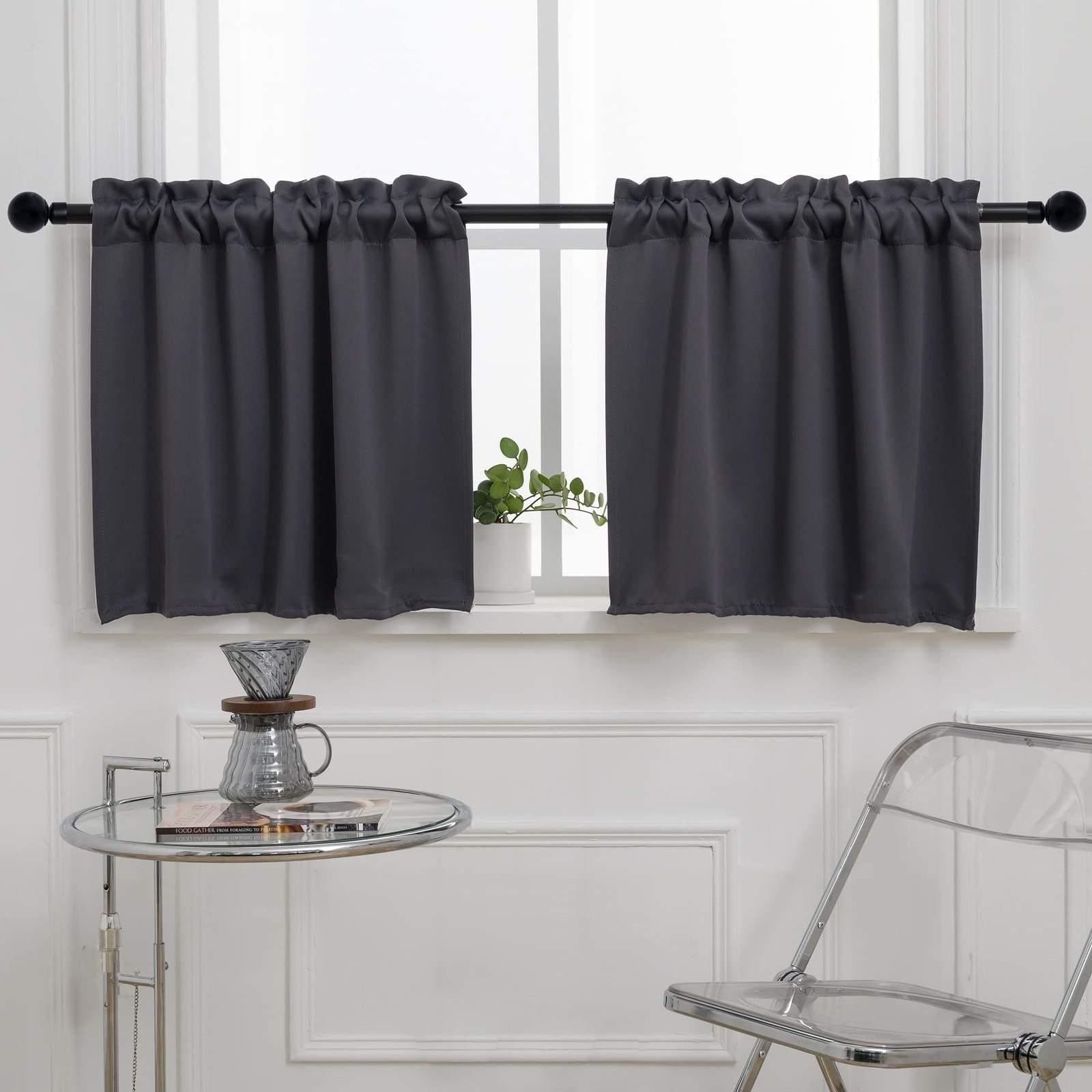 Rod Pocket Tier Curtain – Half Blackout Curtain for Kitchen, Bathroom, Cabine…