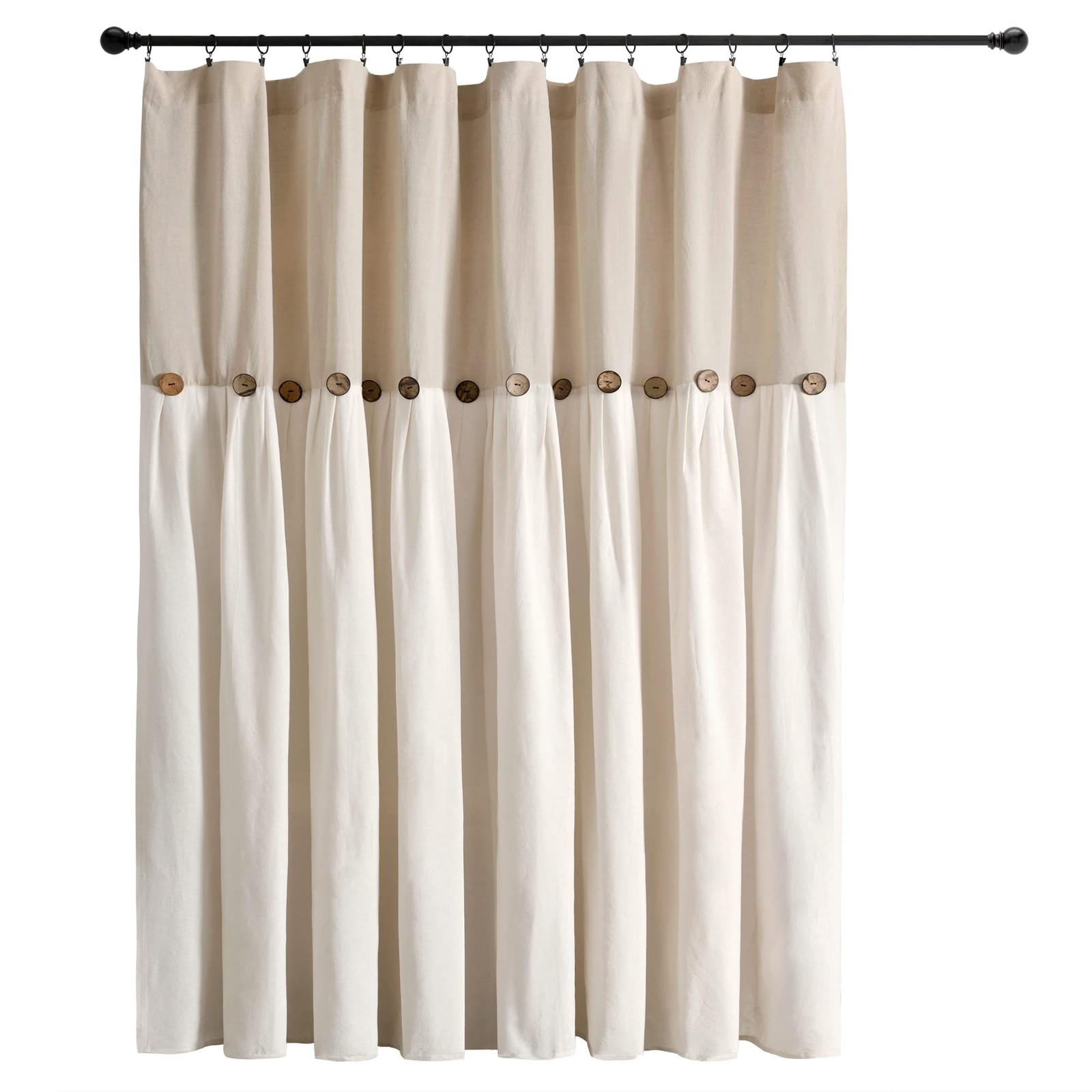 Lush Decor Linen Button Window Curtain Panel 100″ W x 84″ L Extra Wide