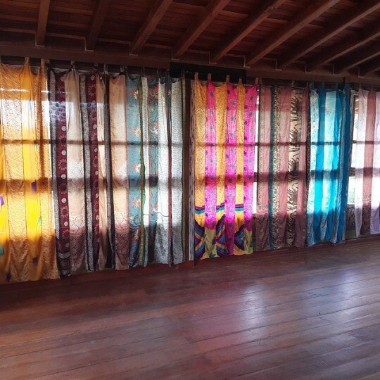 Indian Vintage Sari Patchwork Curtain Drape Window Decor Silk Multi Curtain
