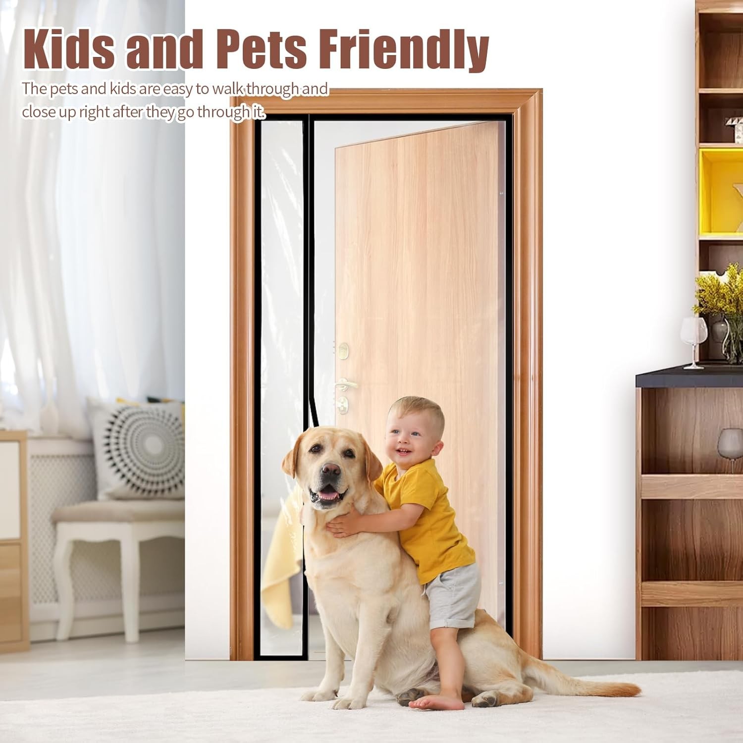 Transparent Reversible Left or Right Side Opening Insulated Door Curtain, Fits