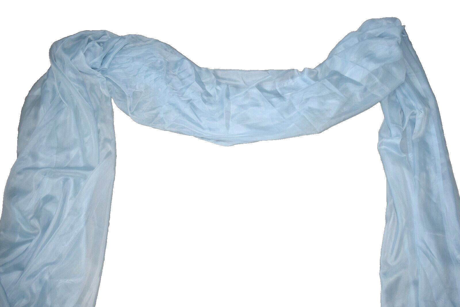 Vtg 80s JcPenney Sheer Blue Window Scarf Curtain Topper 60″x108″ Drape Decor