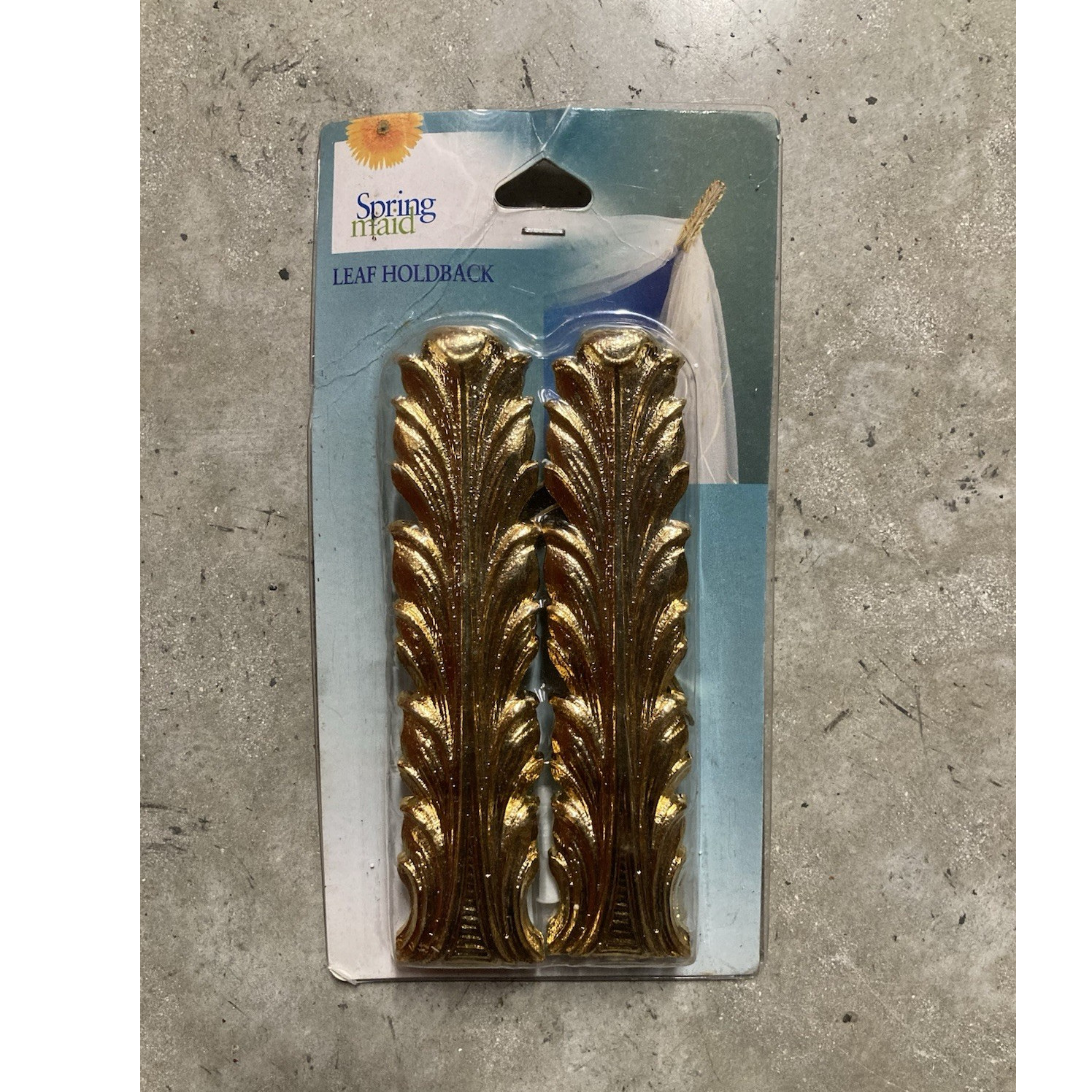 Springmaid Leaf Brass Curtain Holdbacks Gold Wall Mounted Set of 2