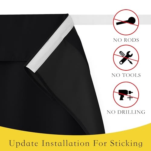 French Door Curtains for Window, 100%out Thermal 26″W x 72″L (Pack of 1) Black