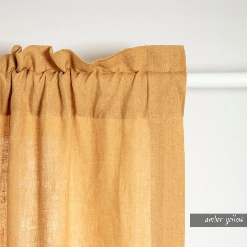 RUFFLED Linen Curtains with rod pocket 17 COLOR 100% Natural European Linen Farm