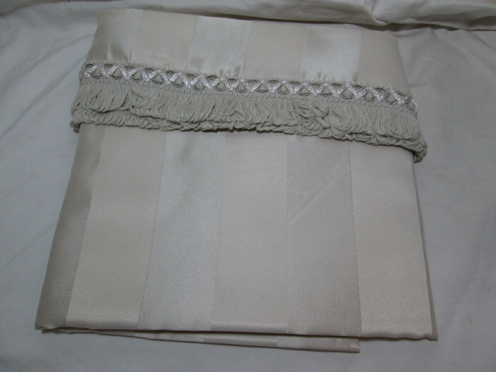 Waterford Luxury Window Tailored Valance 55″x18″ DUNLOE Platinum Brushed Fringe
