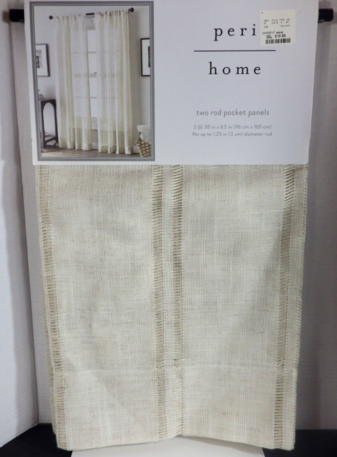 Peri Home Lite Tan Color Two Rod Pocket Panels 38in X 63in Brand New