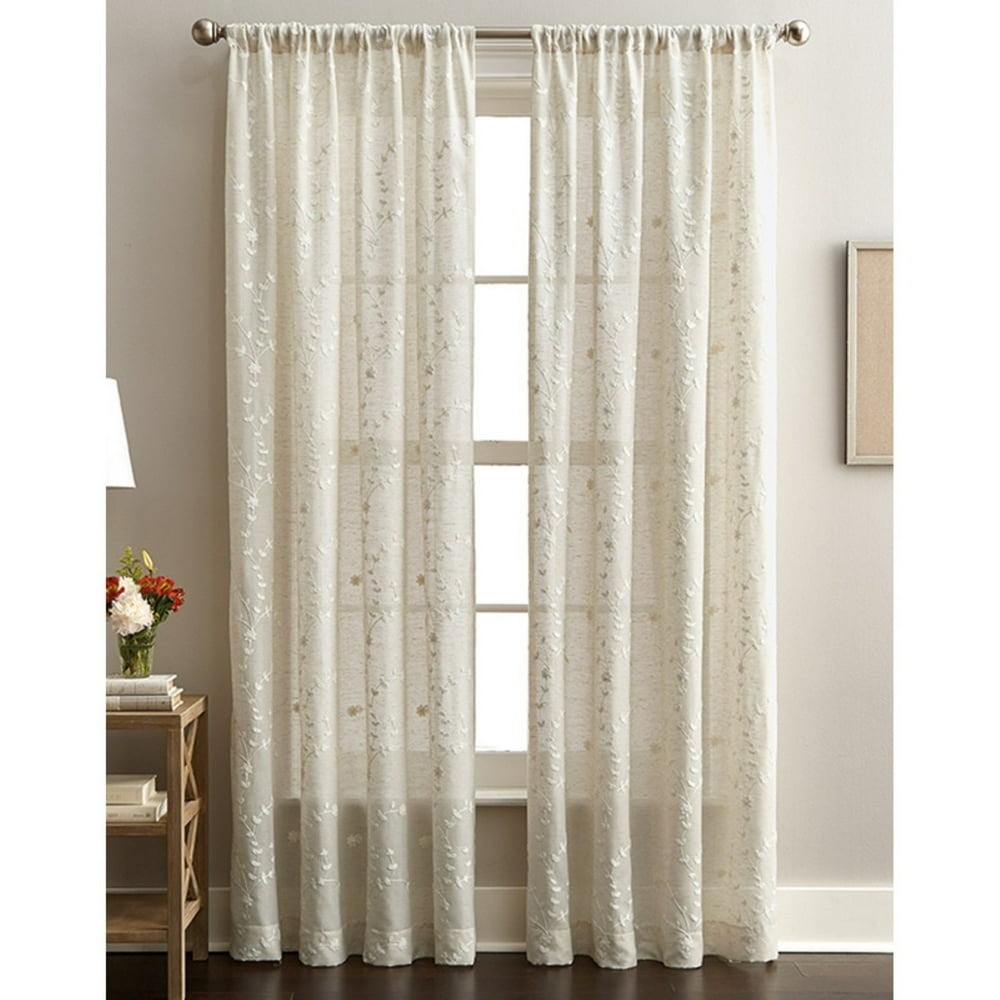 CHF Lynette Rod Pocket Light Filtering Pleated Drape Panel Linen 50×95