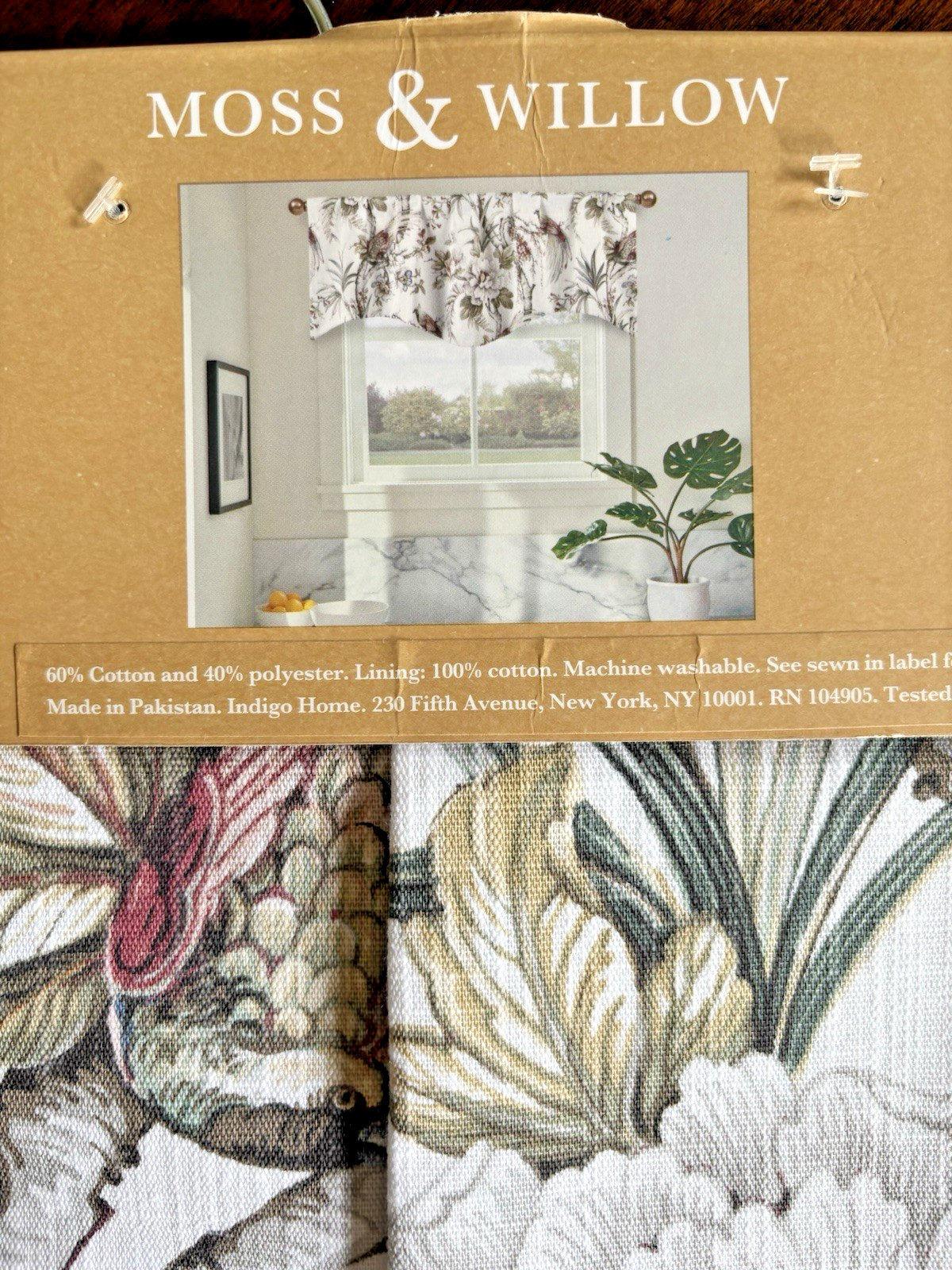 MOSS & WILLOW Window Valance Birds Garden Floral Botanical Lined 54″ x 18″