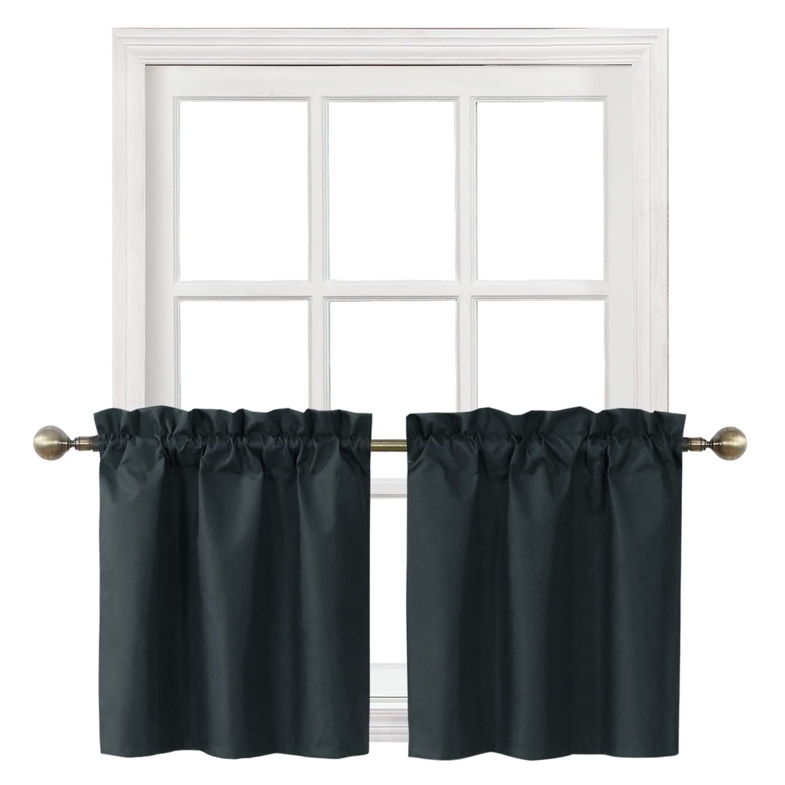 Rod Pocket Tier Curtains for Small Windowâ€”26″W x 24″Lâ€”Pack of 2â€”Black