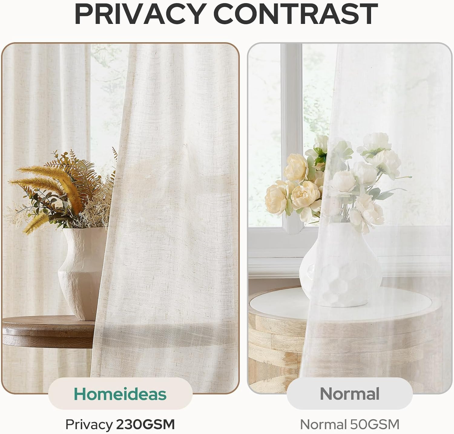 Elegant Natural Sheer Pinch Pleated Curtains, 40″x96″, 2 Panels for Home Decor