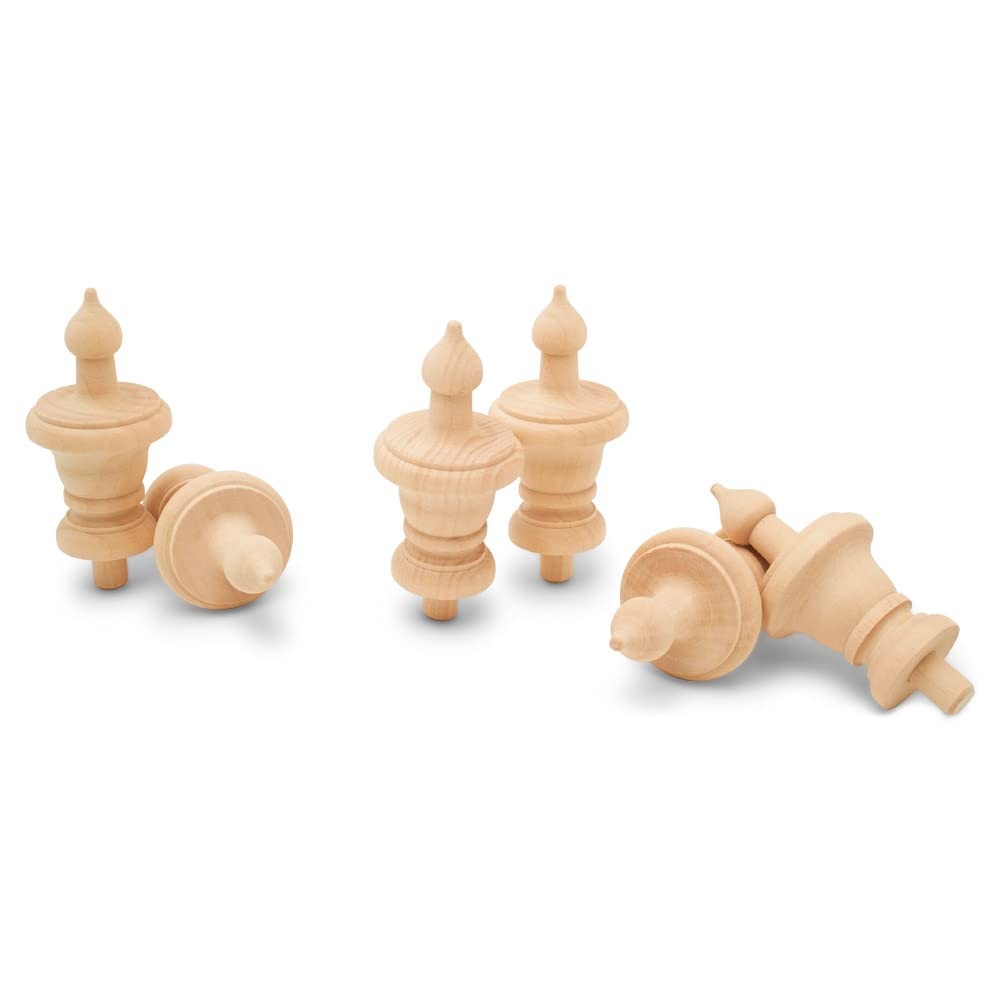 Unfinished Wood Finials 31/2 inch, Pack of 6 Large Craft Finials for Bed Pos…