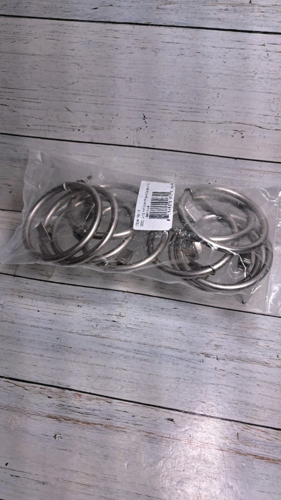 Curtain Rings with Clips Silver 55mm 10 Pack Extra Large 2 1/2 Inch Nickel Metal