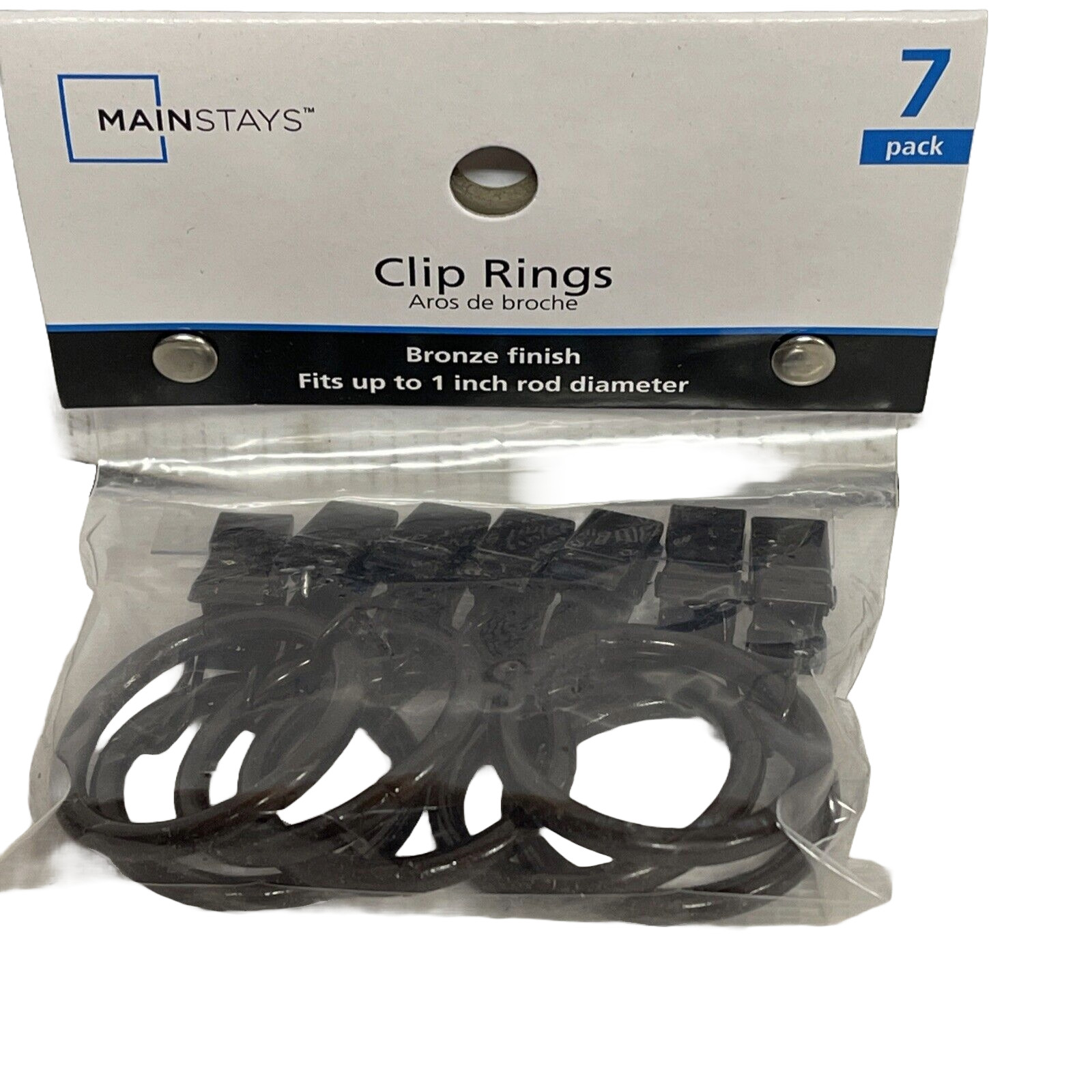 (7-Pk) Mainstays Curtain Clip Rings Bronze MS10-290-508-82 Fits 1” Rods New
