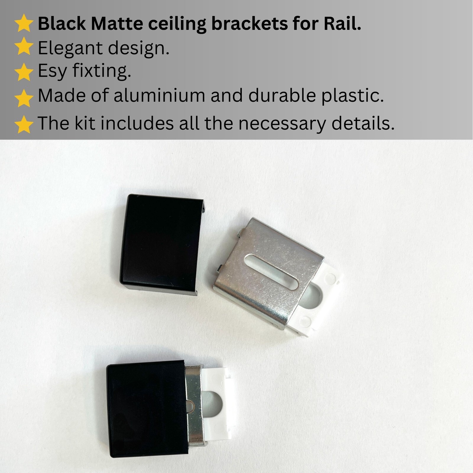 Premium Black Matte Single Curtain Rail – Heavy-Duty, Ceiling, Any custom Sizes