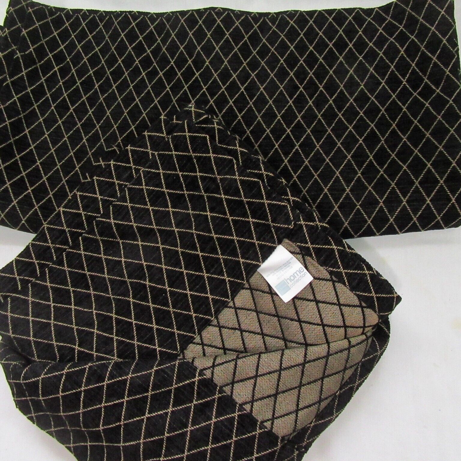 JCPenney Lattice Black Chenille 2pc 84 x 84 Drapery Panel Set