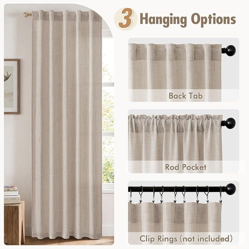 Thick Semi Sheer Curtains Light Filtering Room Divider Privacy Panels 2 Pack New